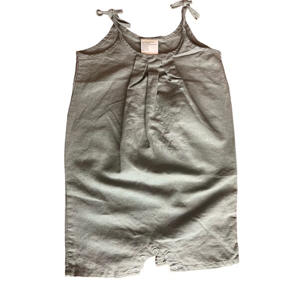 NWOT Beba Bean Box Pleat Linen Romper With Ties Size 6-12 Months In Color D Gray - Picture 2 of 6